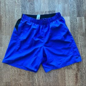 Nike Athletic Shorts Mens XL Athletic Blue Black Elastic Waist Pockets EUC